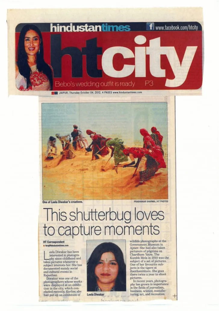 Press clipping from Hindustan Times: This shutterbug loves to capture moments